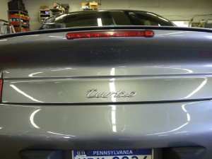 A close up of the back end of a car